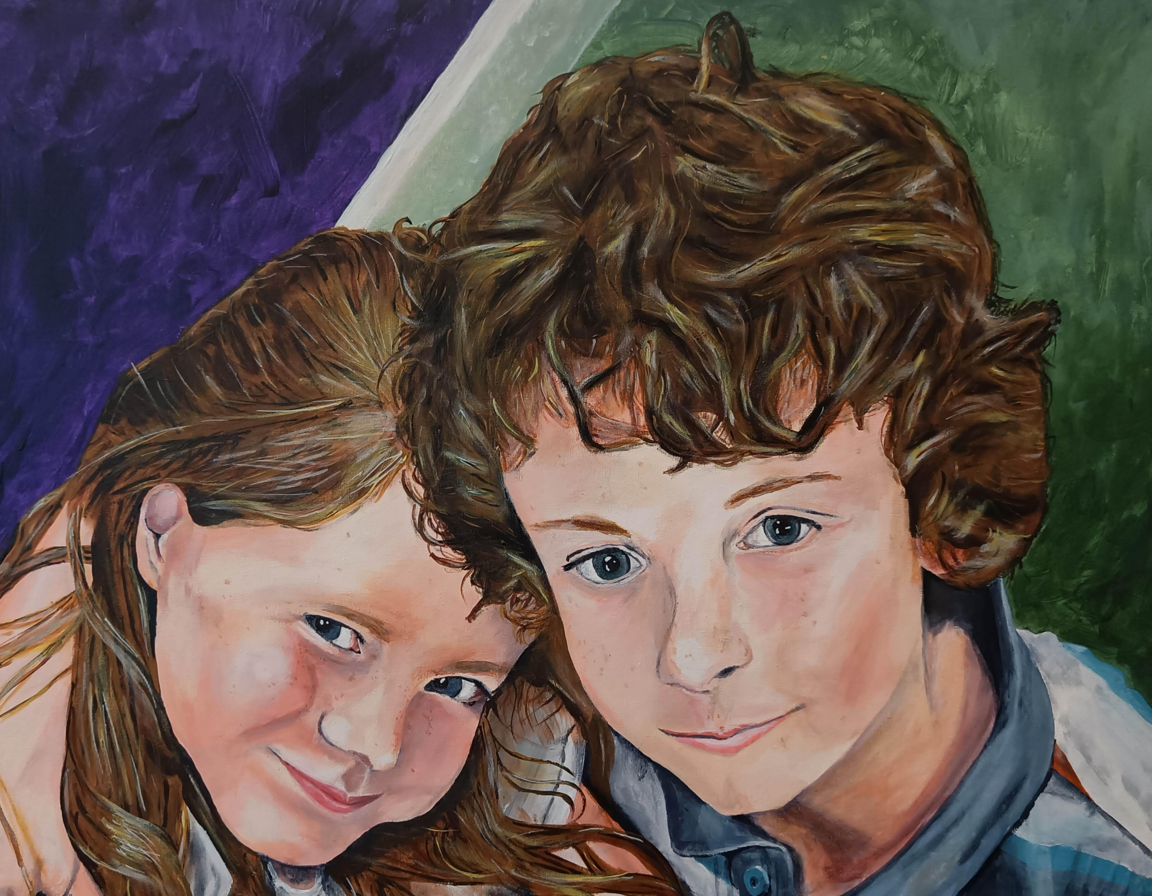 Side by Side Children embrace